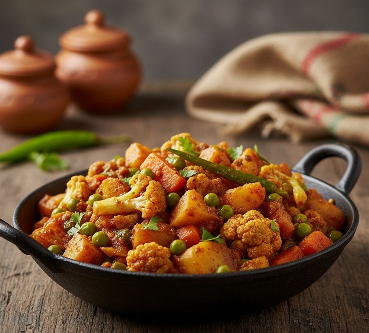 Vegetable kadai cooked in mustard oil