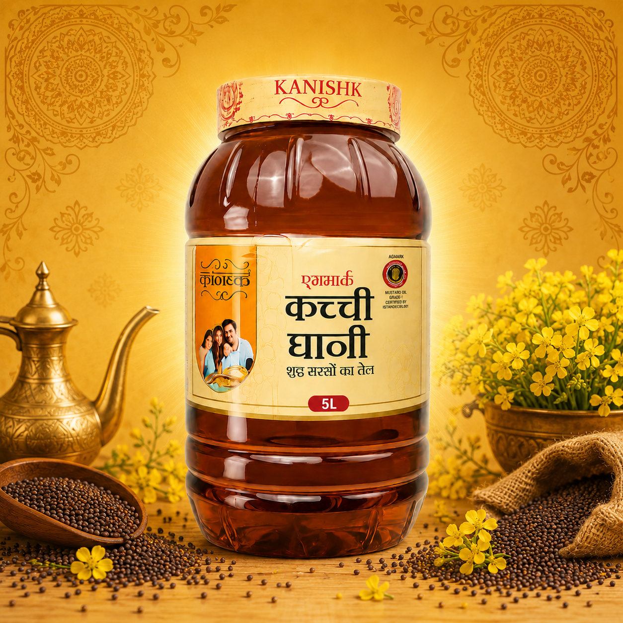 Kanishk Agmark Kacchi Ghani Mustard Oil - 2L Jar