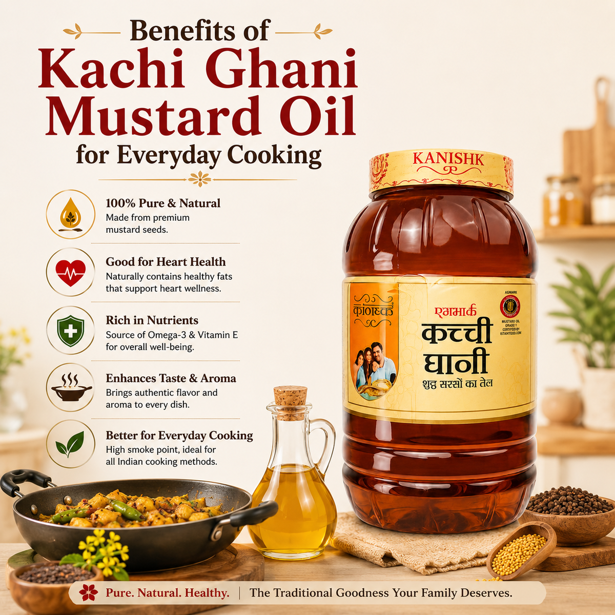 Kanishk Agmark Kacchi Ghani Mustard Oil - 2L Jar