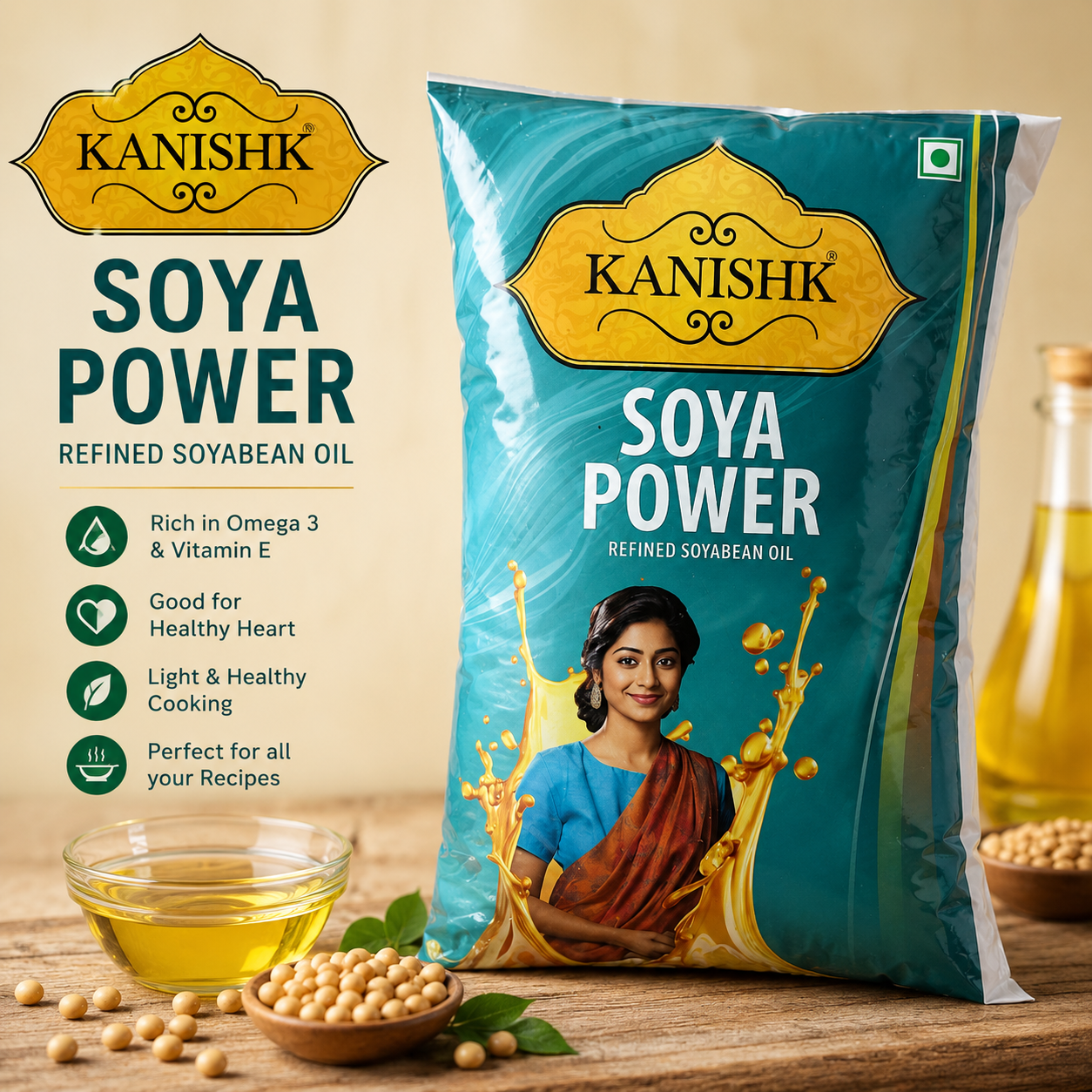 Kanishk Soya Power Refined Soyabean Oil - 1L