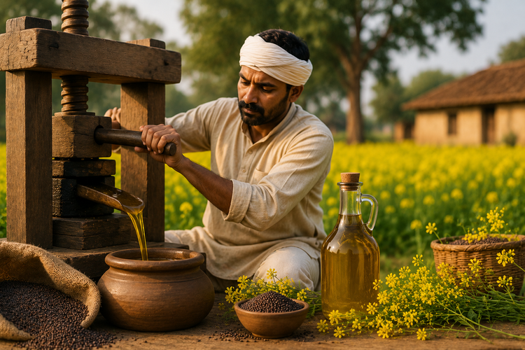 Golden mustard fields representing Kanishk mustard oil
